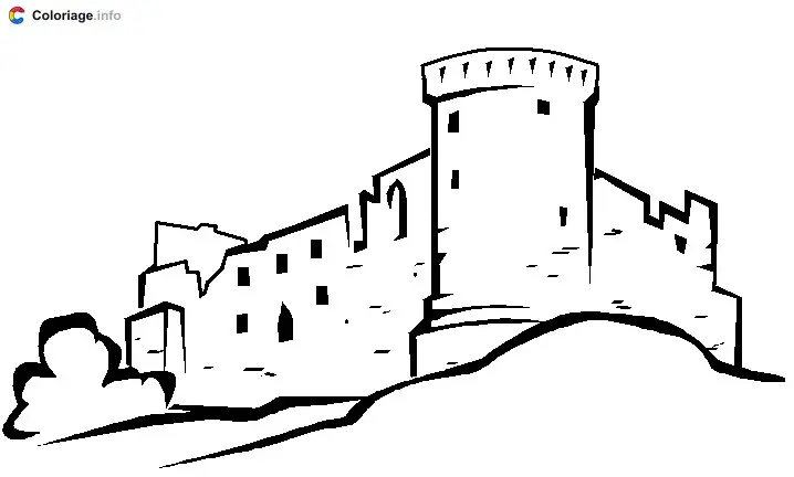 Coloriage Château écossais médiéval de Bothwell - Écosse à imprimer