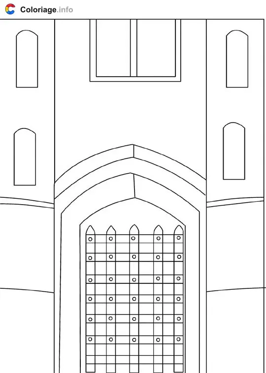 Coloriage Château entrée - Médiéval à imprimer