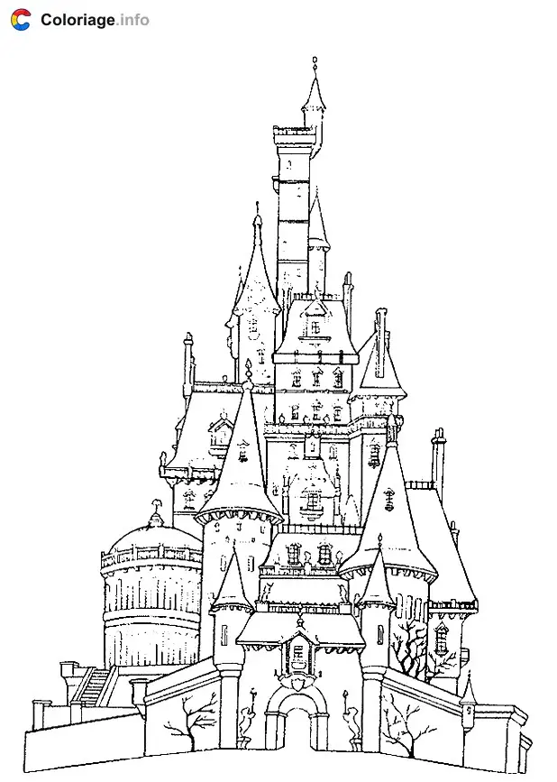 Coloriage Château moyen âge - Monuments à imprimer