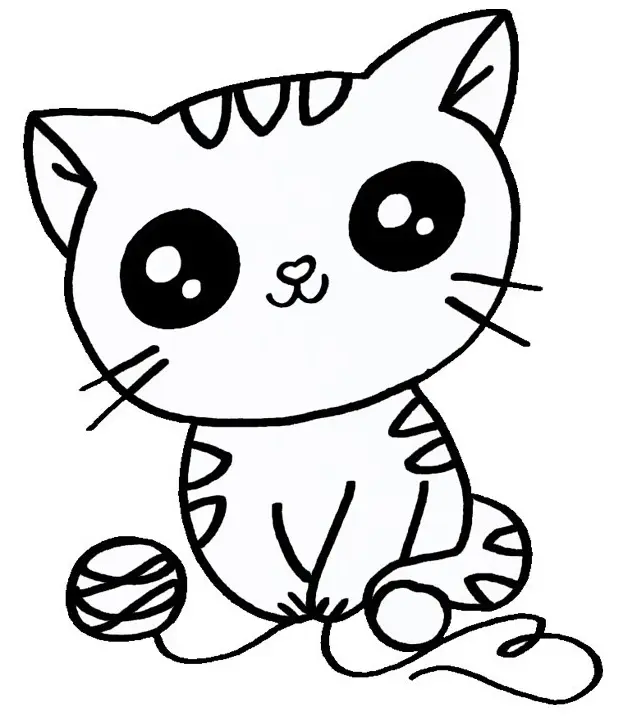 Coloriage Chaton Mignon Facile - Chaton à imprimer