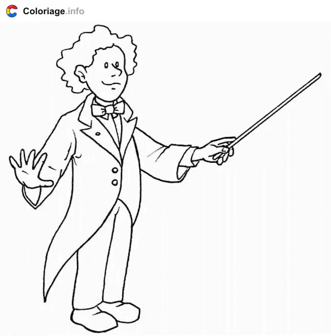 Coloriage Chef d'orchestre - Instruments de musique à imprimer