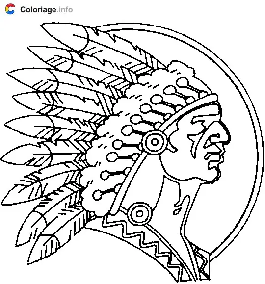 Coloriage Chef indien de profil - Indiens à imprimer
