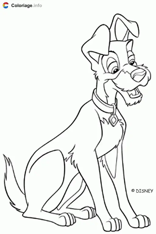 Coloriage Chien assis - La Belle et le Clochard à imprimer