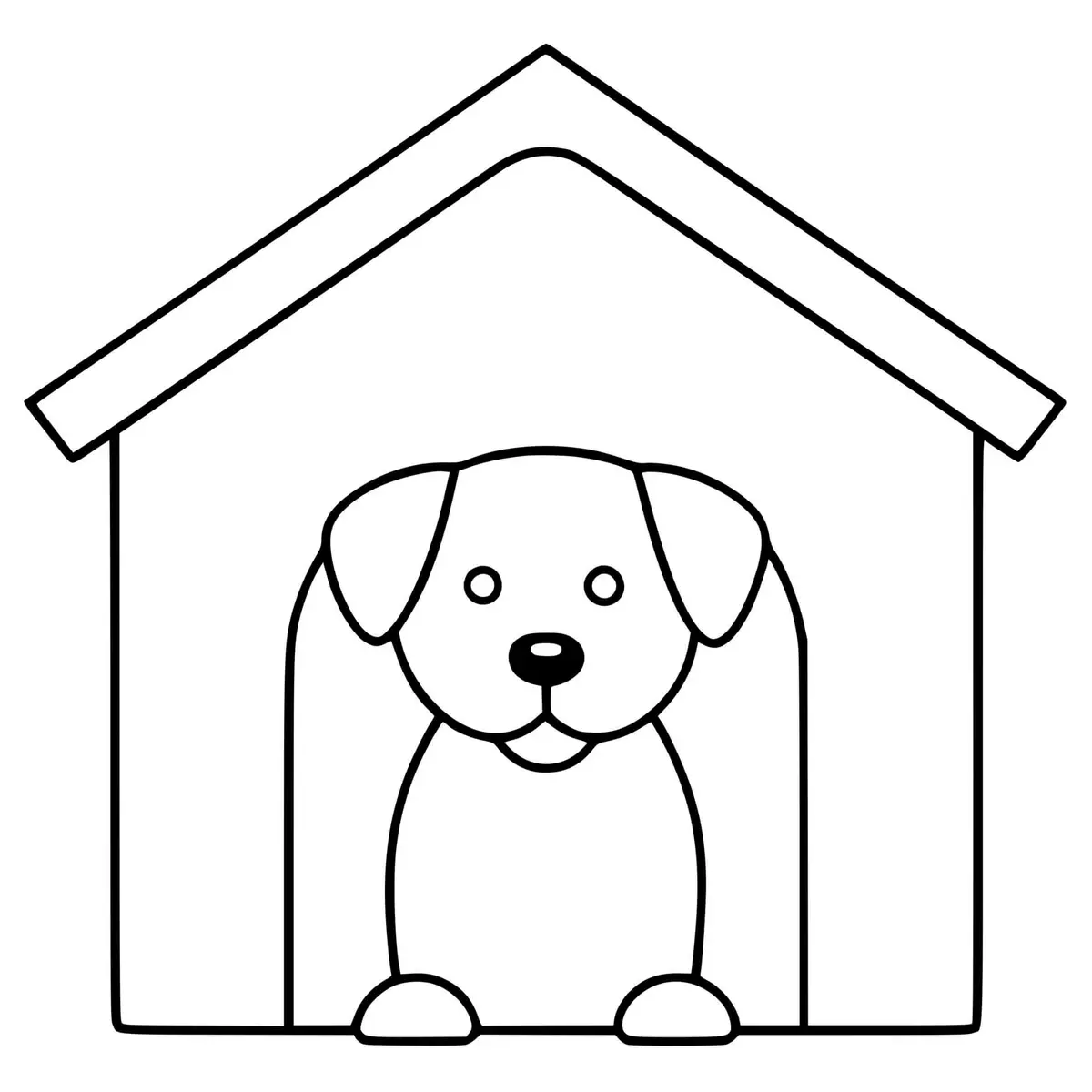 Easy Dog with a House for Preschoolers coloring page to print