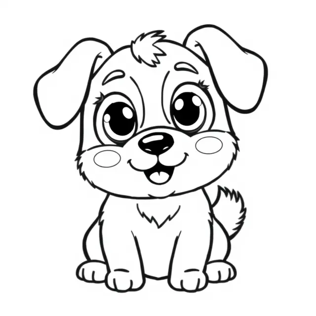 Coloriage Chiot espiègle aux grandes oreilles - Chien mignon à imprimer
