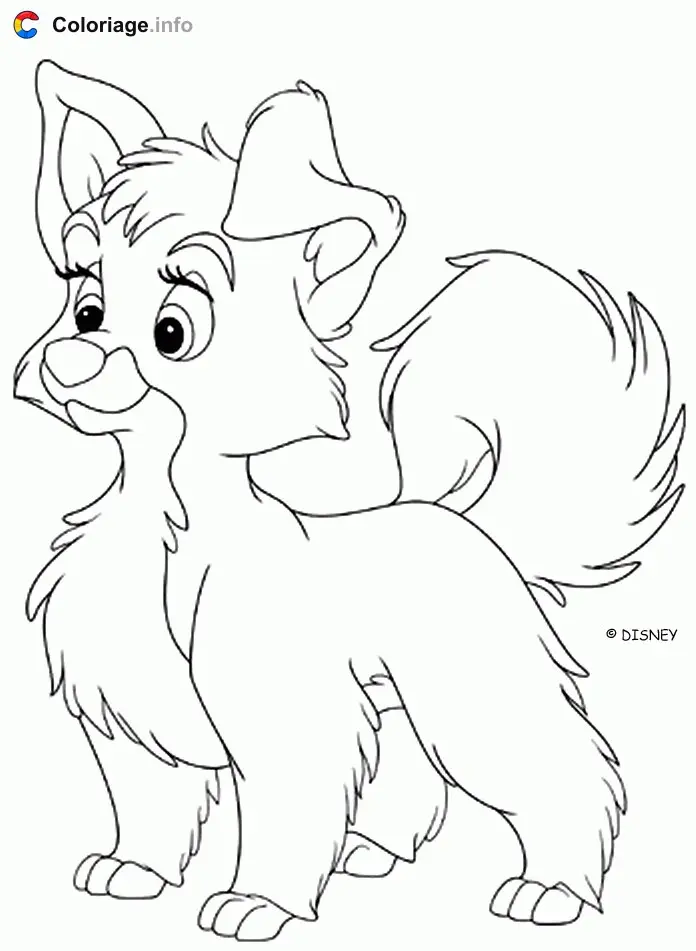 Coloriage Chiot - La Belle et le Clochard à imprimer