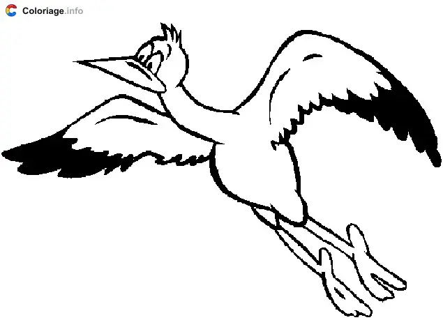 Coloriage Cigogne qui vole - Cigogne à imprimer