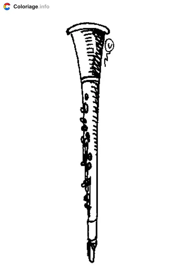 Coloriage Clarinette 2 - Instruments de musique à imprimer