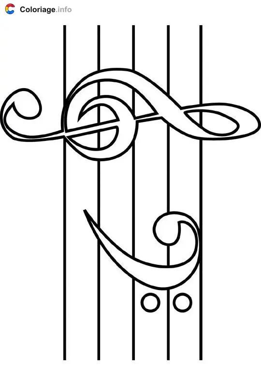 Coloriage Clef de sol - Instruments de musique à imprimer