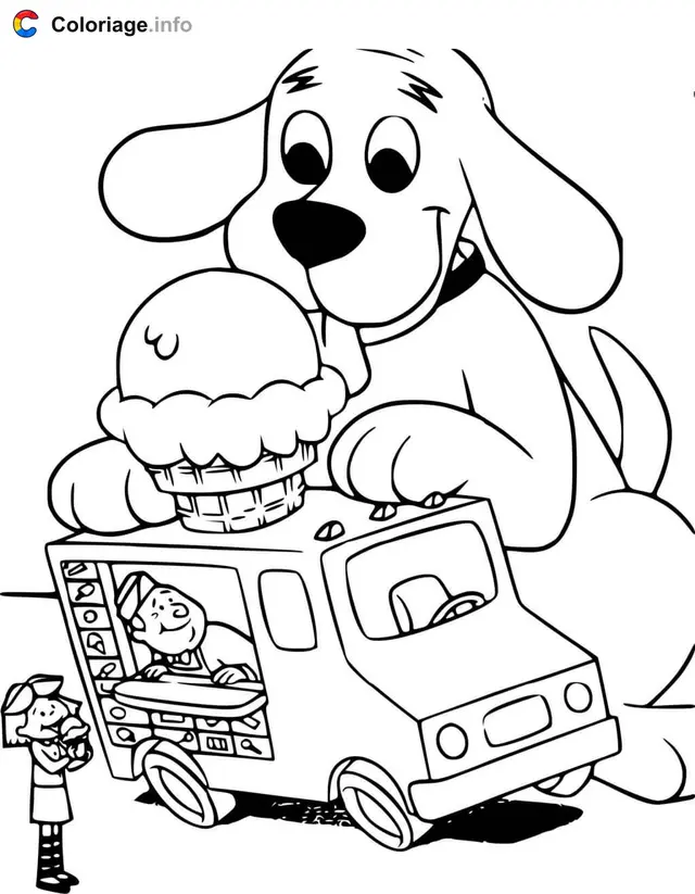 Desenho de Clifford adora sorvete para colorir