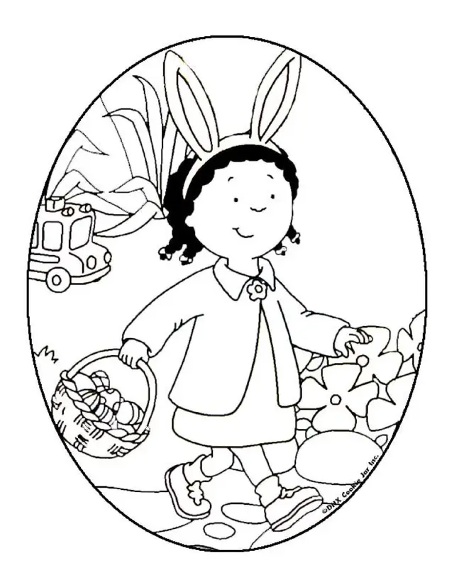 Coloriage Clmentine Pâques Ramasse Des Œufs - Caillou à imprimer