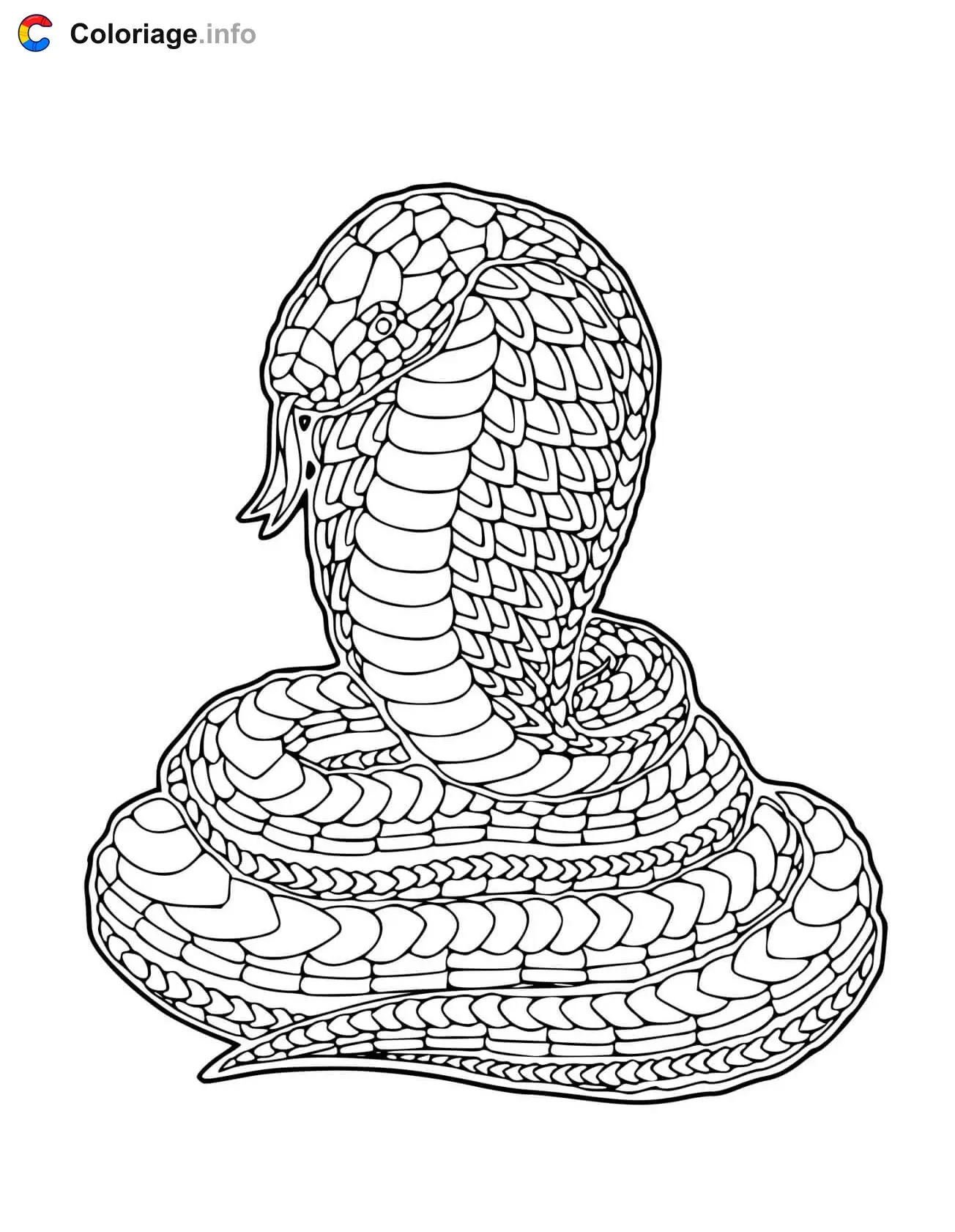 Cobra Zentangle coloring page to print