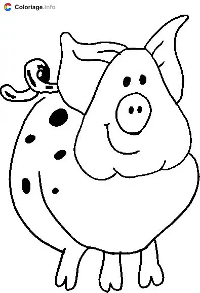 Coloriage Cochon avec des taches - Cochons à imprimer