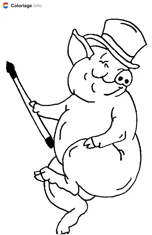 Coloriage Cochon danseur - Cochons à imprimer