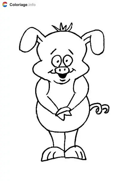 Coloriage Cochon debout - Cochons à imprimer