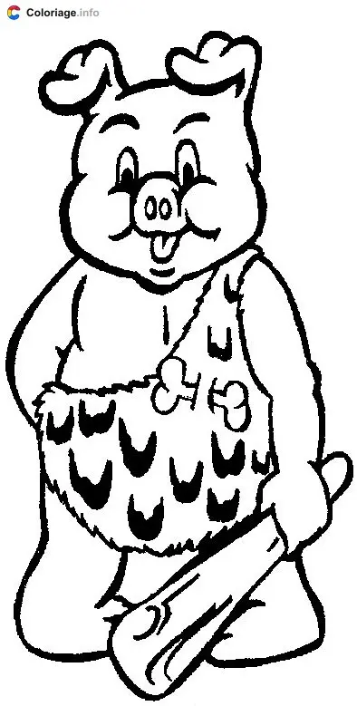 Coloriage Cochon des cavernes - Cochons à imprimer