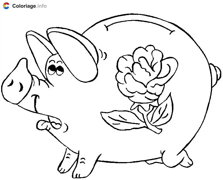 Coloriage Cochon tirelire - Cochons à imprimer