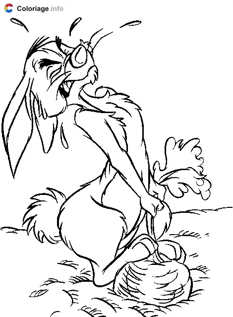 Coloriage Coco Lapin essaie d'arracher une énorme carotte - Coco Lapin à imprimer
