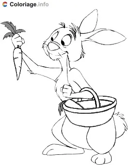 Coloriage Coco Lapin ramasse les carottes de son potager - Coco Lapin à imprimer