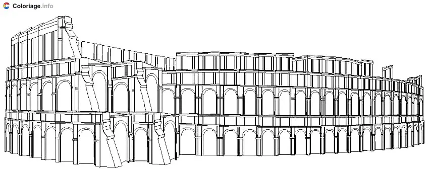 Coloriage Colosseum Rome dessin par informatique - Monuments à imprimer