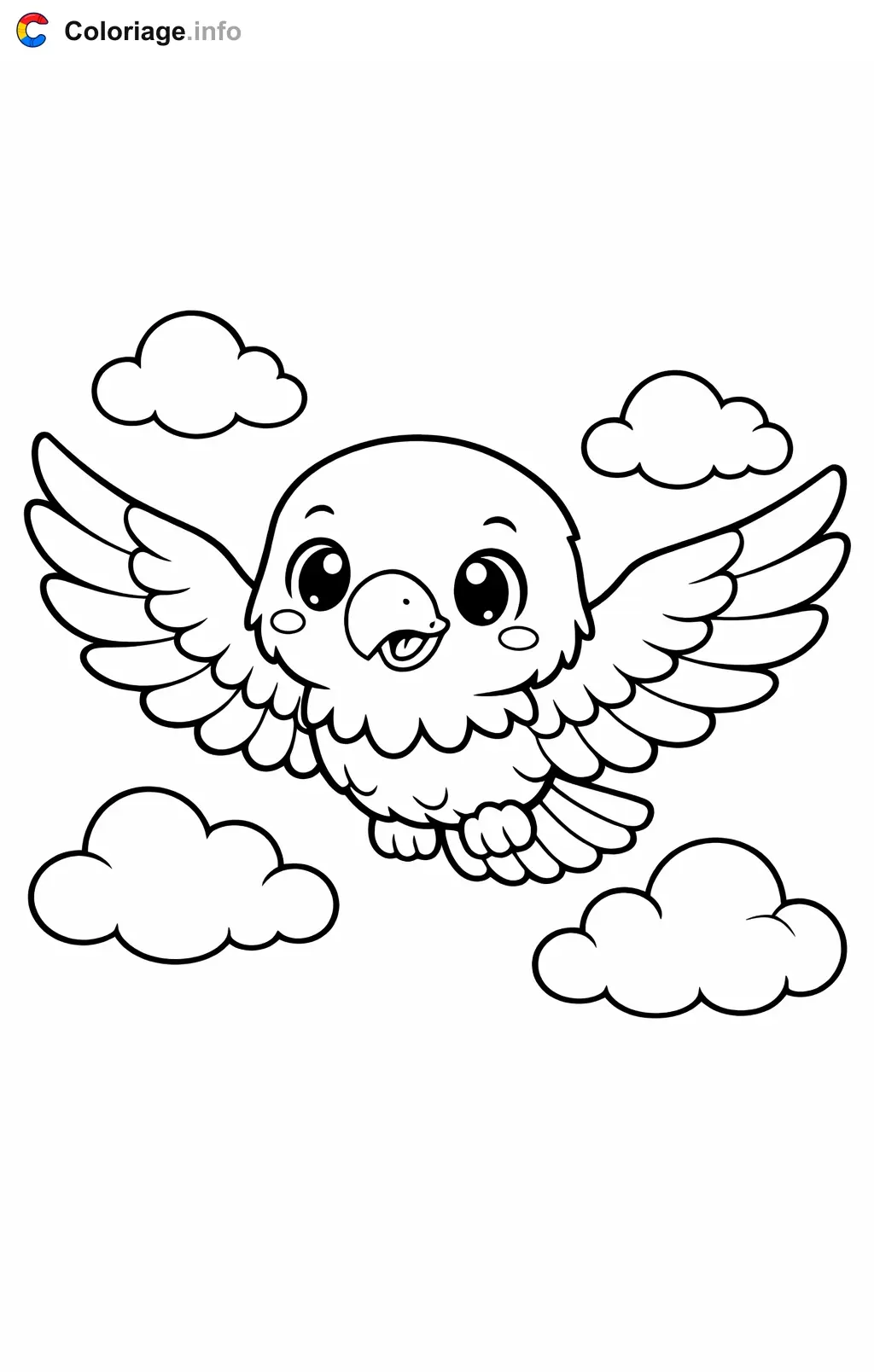 Coloriage Aigle qui plane dans les nuages - Aigle à imprimer