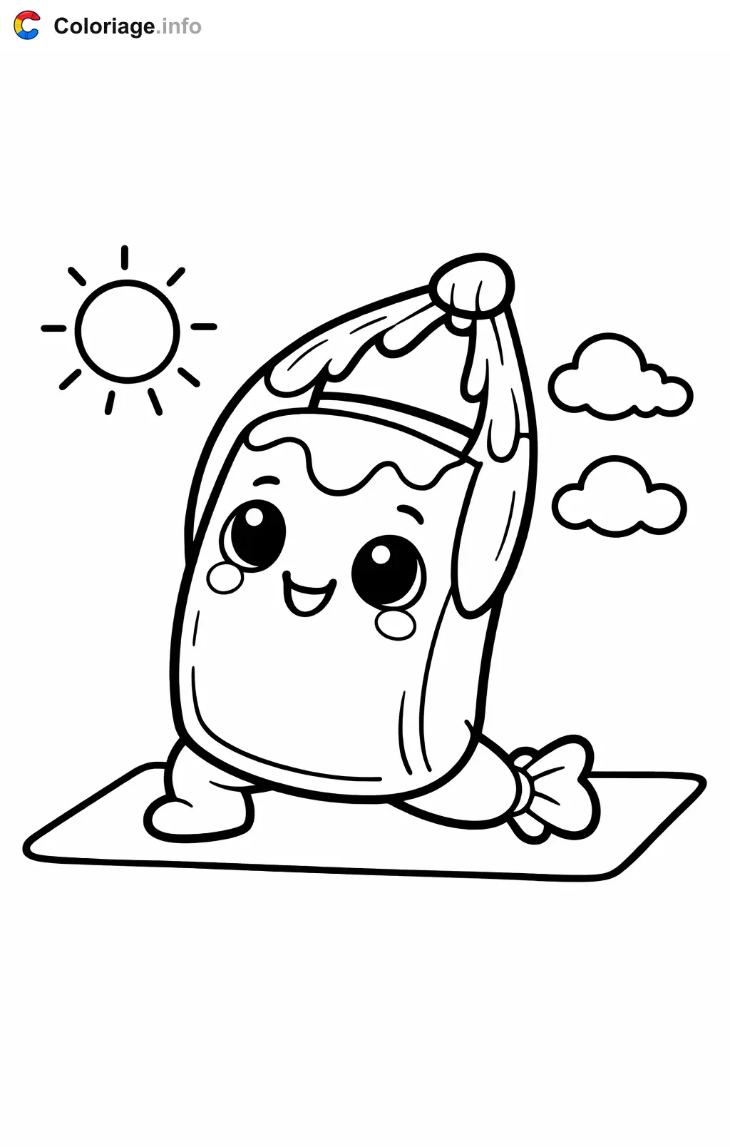 Coloriage Bonbons caramel qui fait du yoga - Bonbons à imprimer