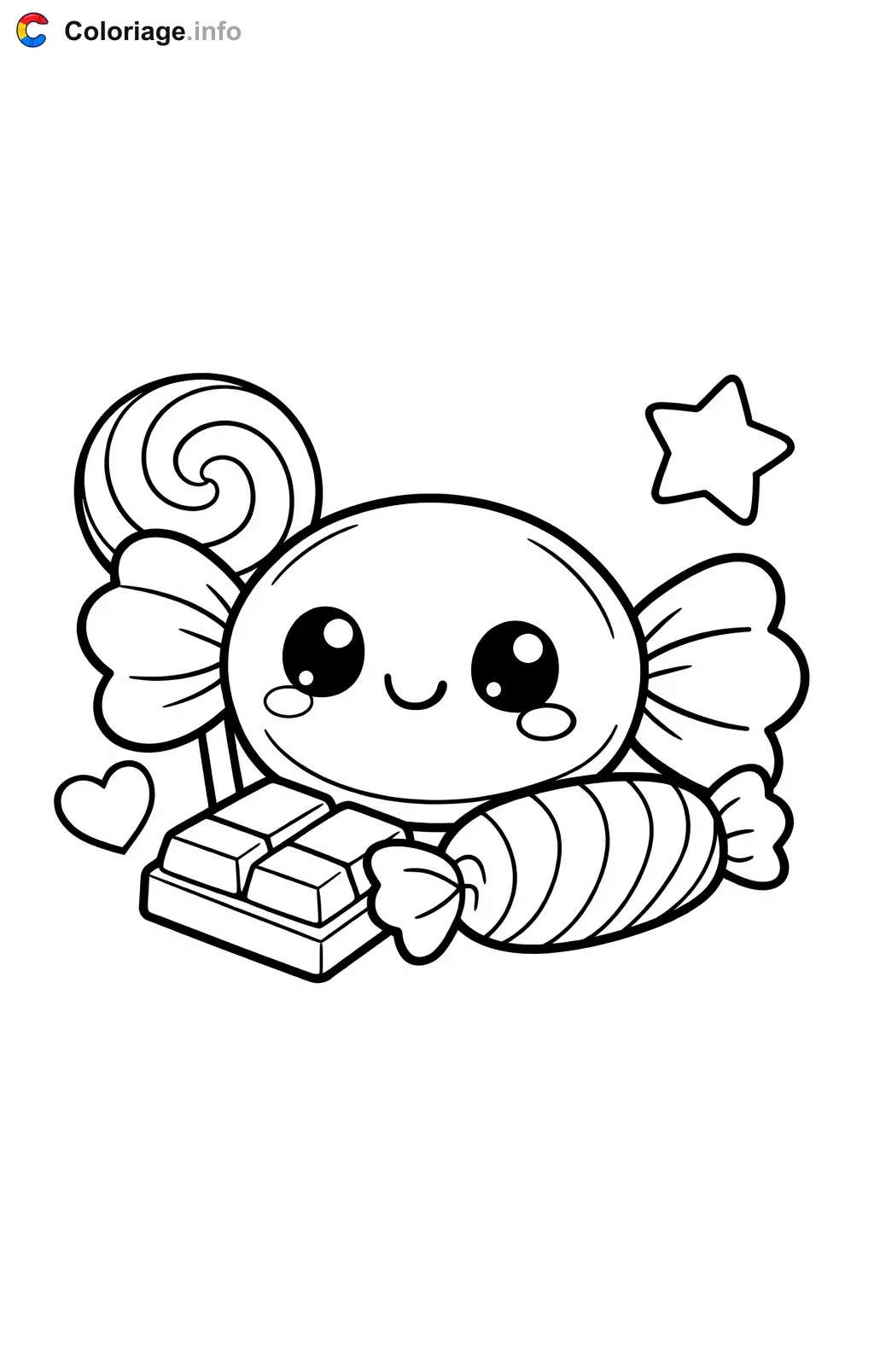 Coloriage Bonbons de trois quarts - Bonbons à imprimer
