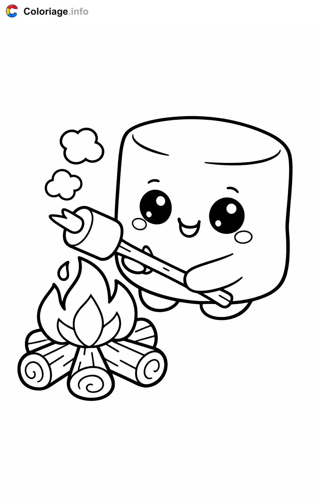 Coloriage Bonbons guimauve grillée au feu de camp - Bonbons à imprimer
