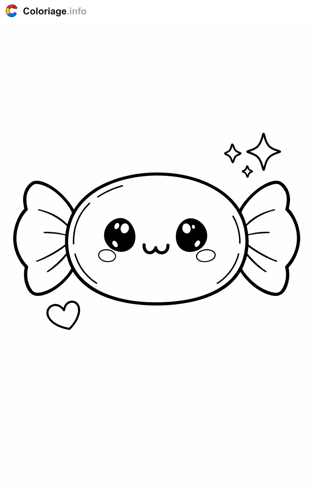 Coloriage Bonbons kawaii - Bonbons à imprimer