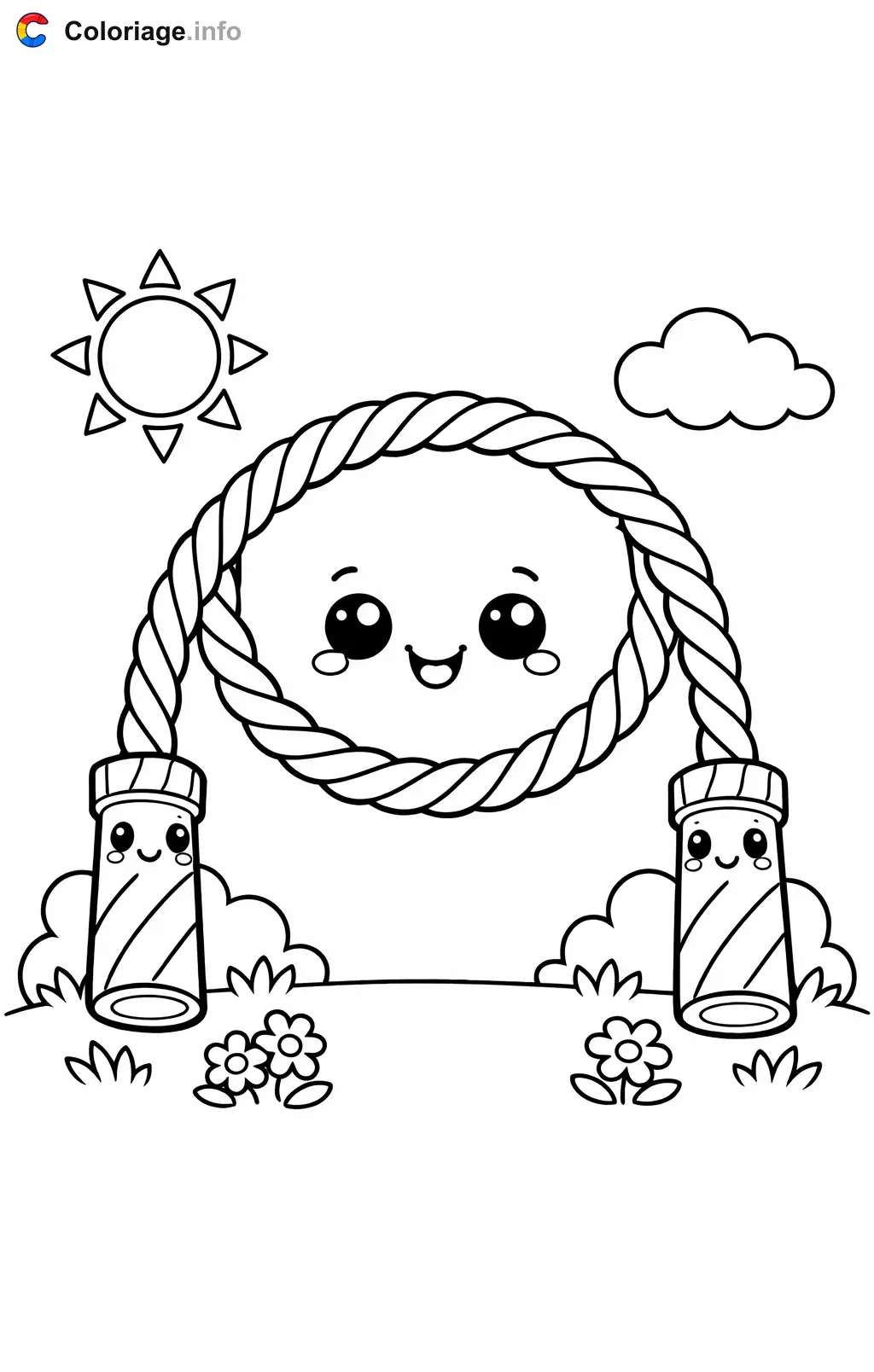 Coloriage Bonbons réglisse qui saute à la corde - Bonbons à imprimer