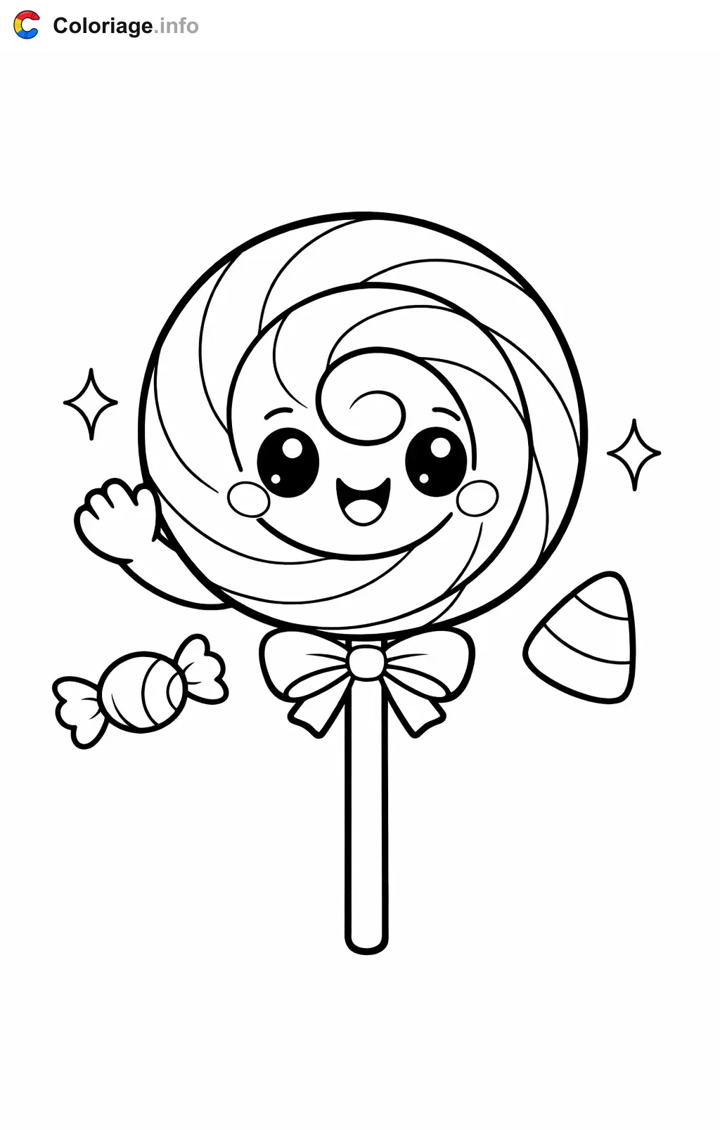 Coloriage Bonbons sucette qui fait coucou - Bonbons à imprimer