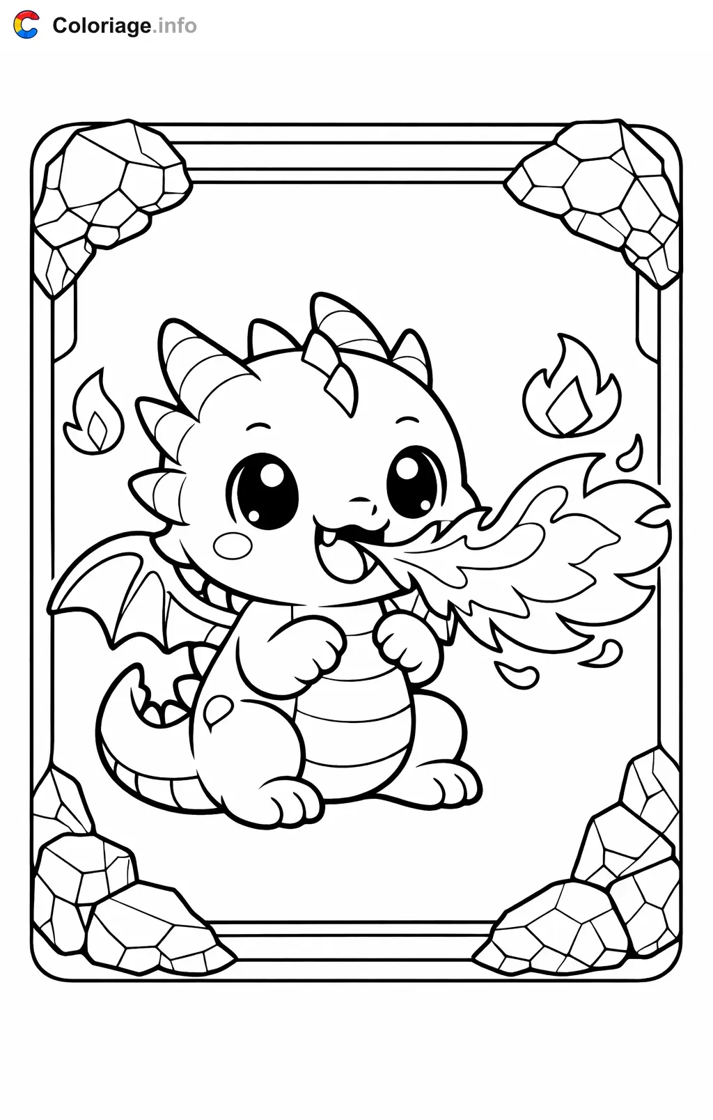 Coloriage Carte pokémon dragon de feu - Carte pokémon à imprimer