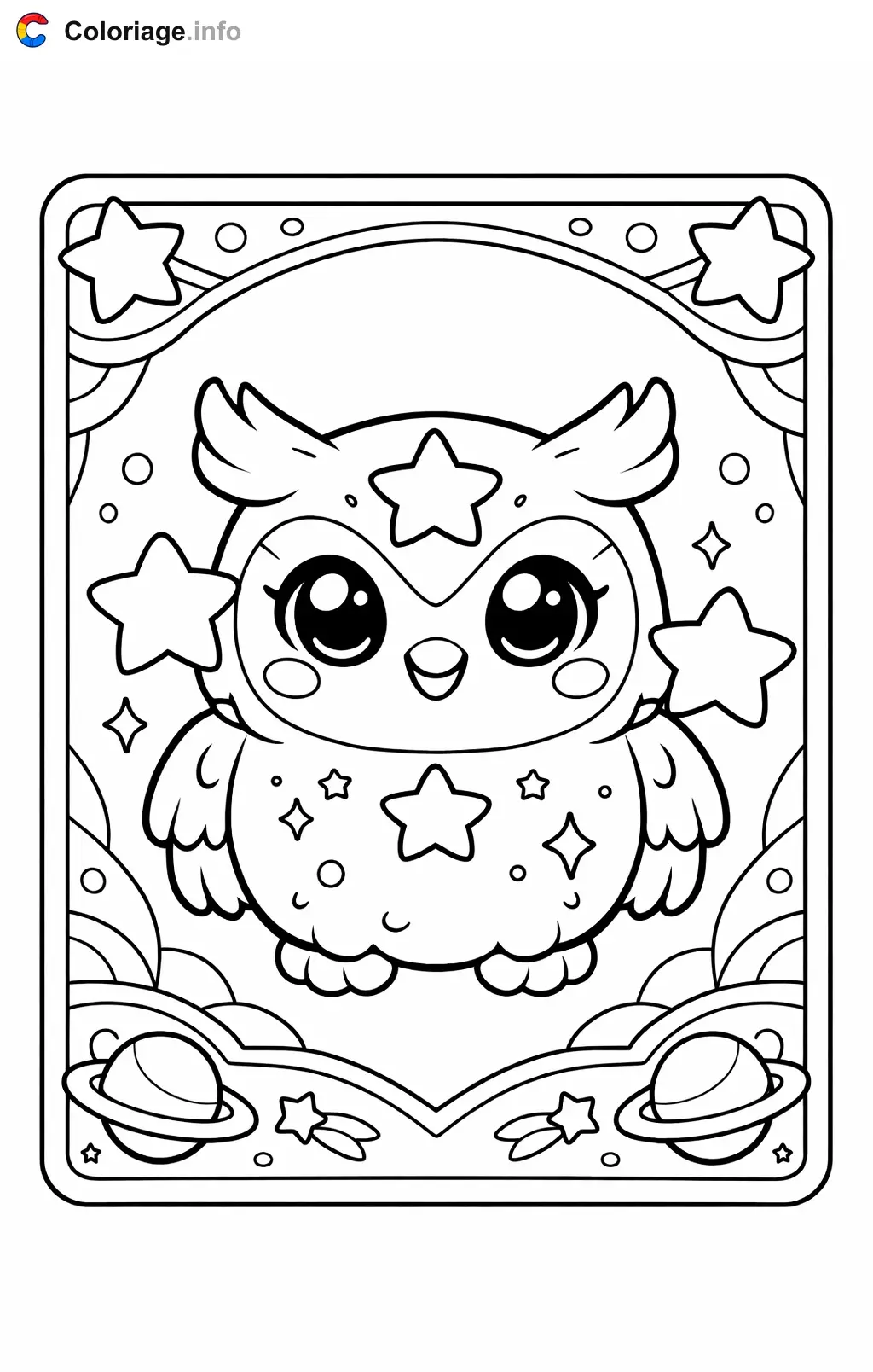 Coloriage Carte pokémon hibou etoile - Carte pokémon à imprimer