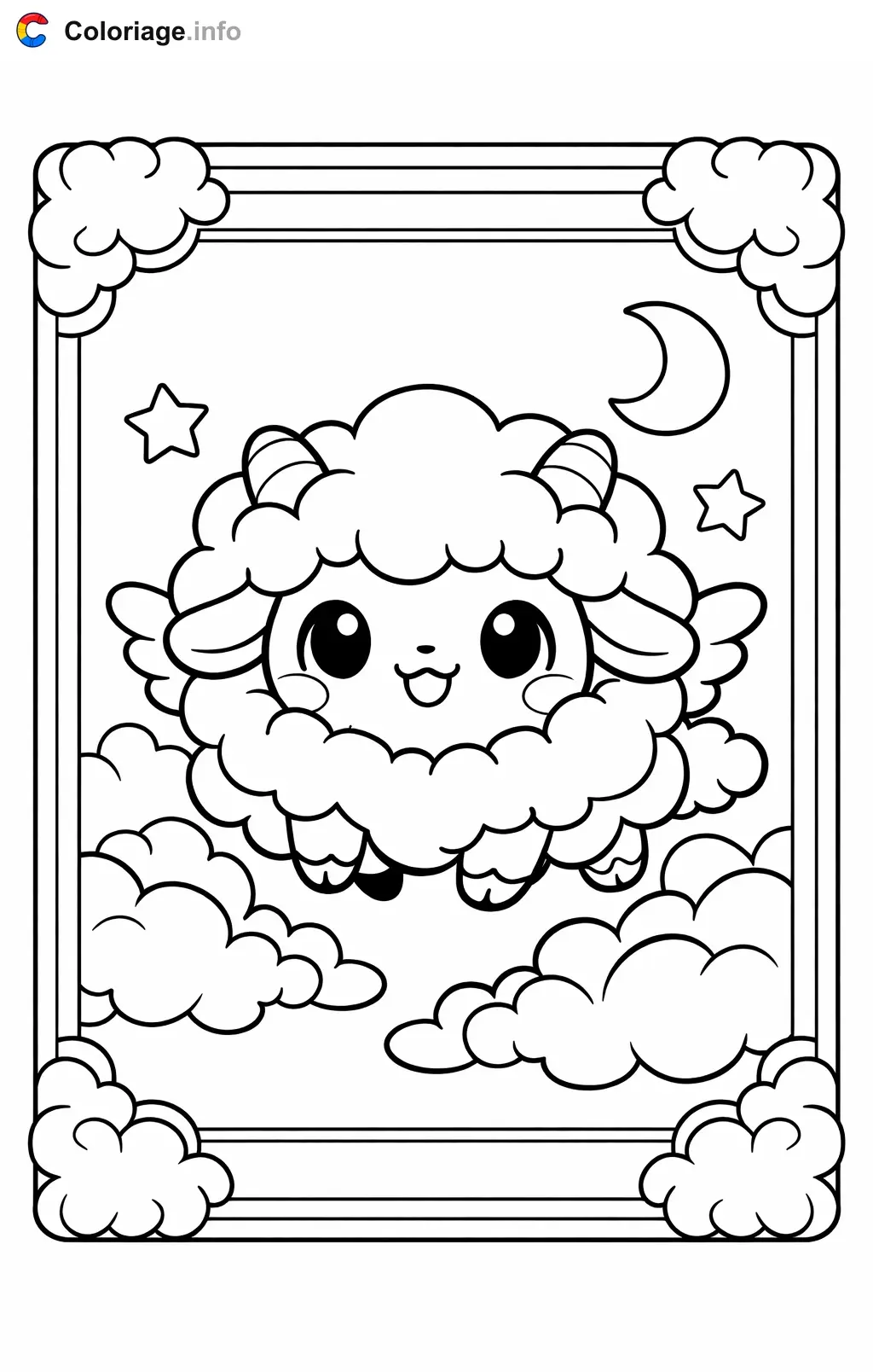 Coloriage Carte pokémon mouton nuage - Carte pokémon à imprimer