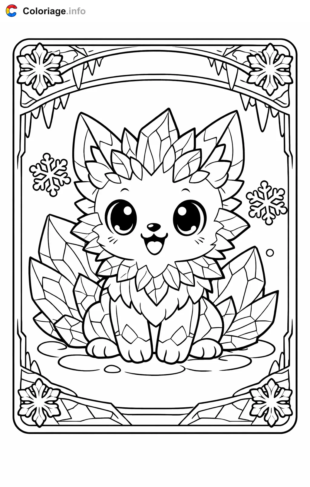 Coloriage Carte pokémon renard de glace scintillant - Carte pokémon à imprimer