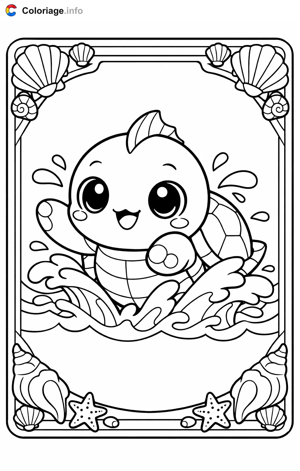 Coloriage Carte pokémon tortue aquatique - Carte pokémon à imprimer