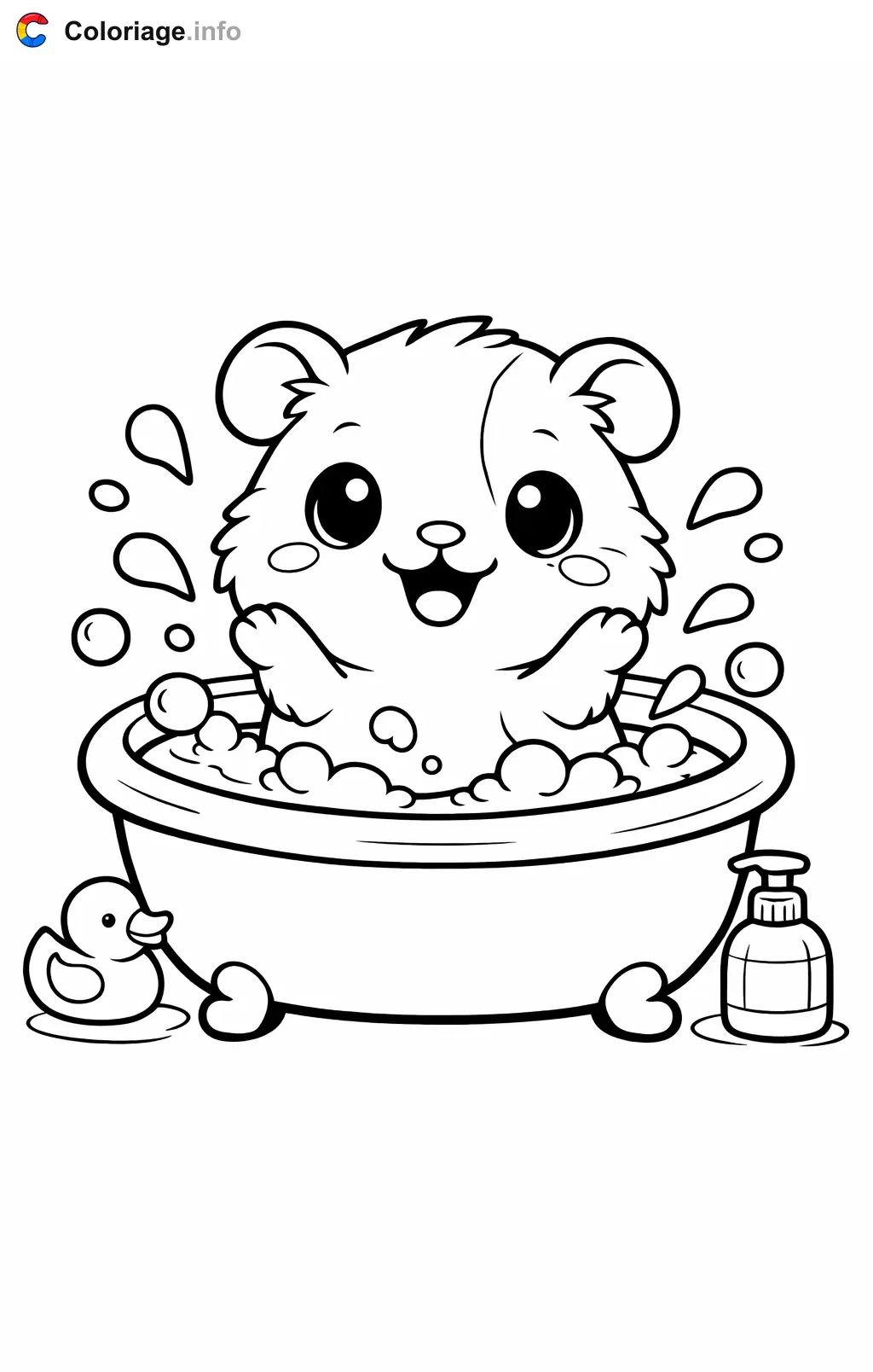 Coloriage Cochon d'Inde qui prend un bain - Cochon d'Inde à imprimer