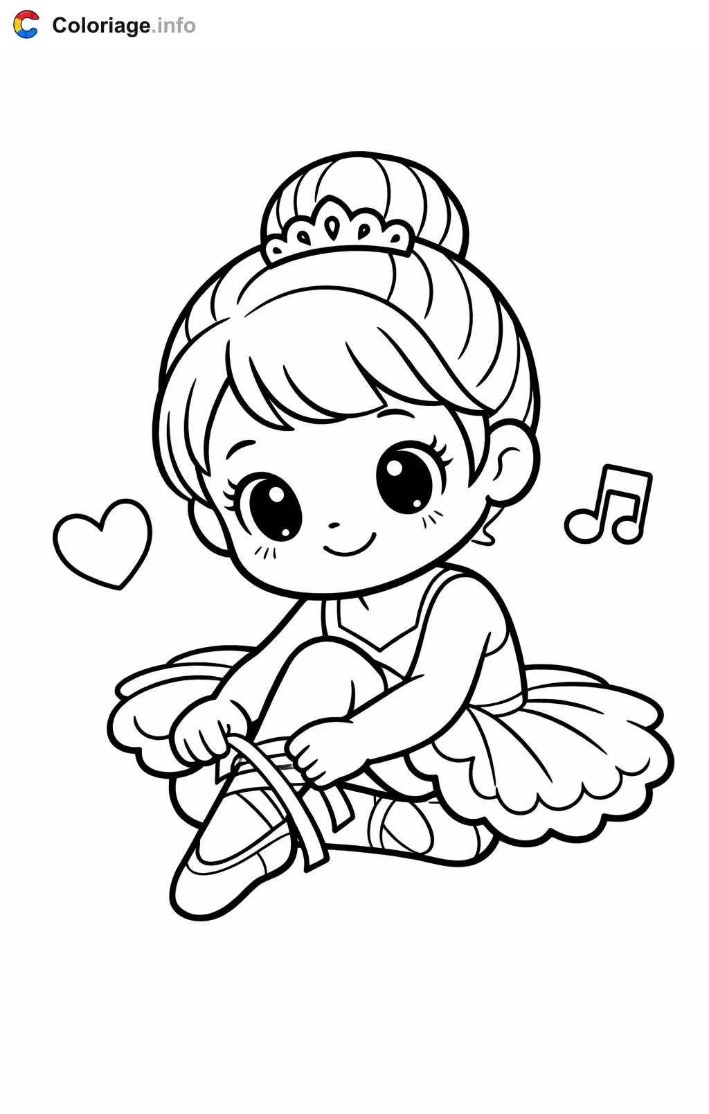 Coloriage Danseuse classique qui lace ses chaussons - Danseuse classique à imprimer