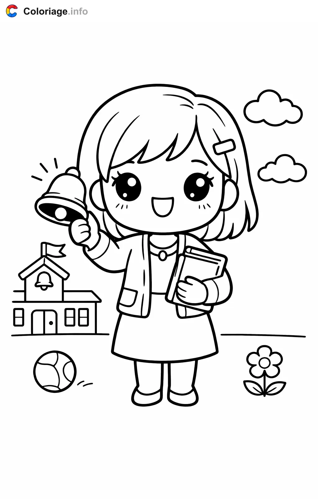 Teacher at Recess coloring page to print