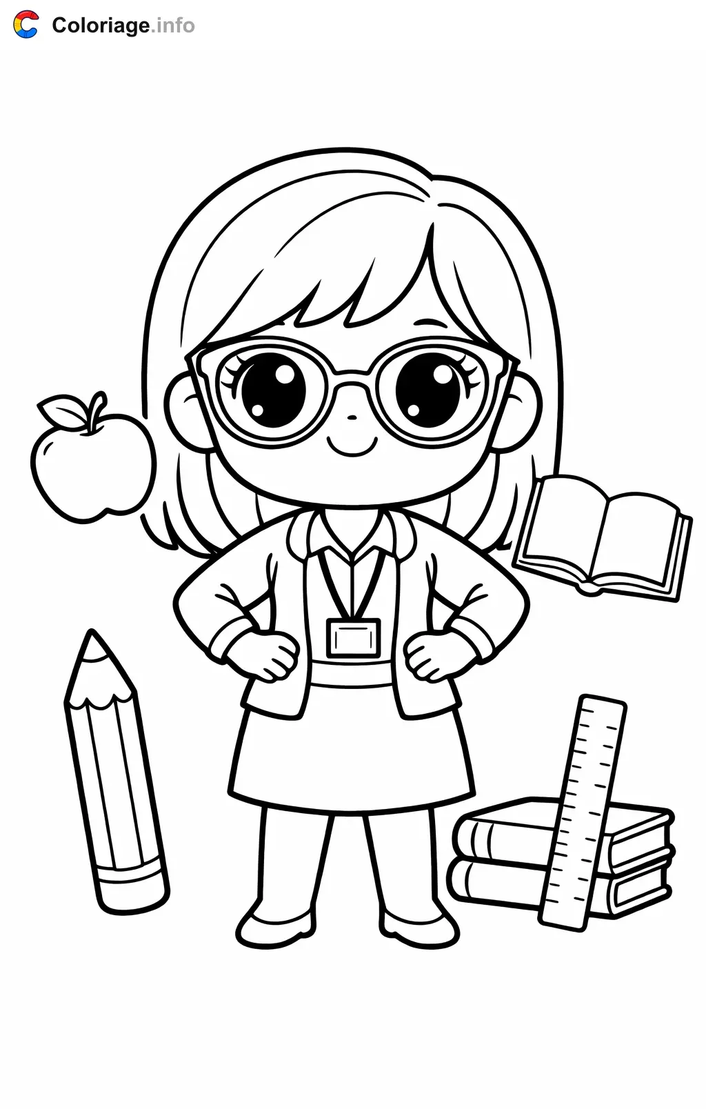 Teacher in Professional Outfit coloring page to print