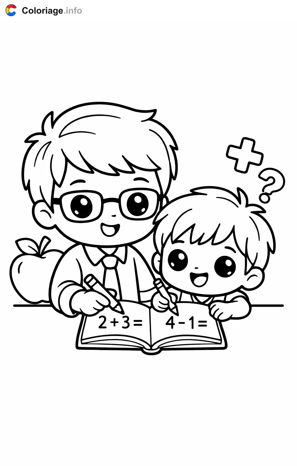 Teacher Helping a Student with Math coloring page to print
