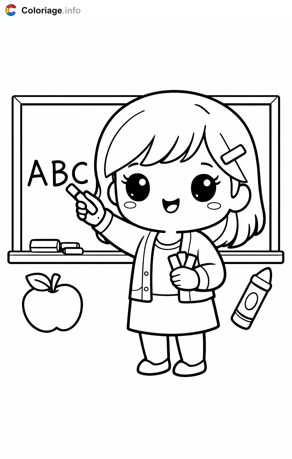 Teacher Writing on the Blackboard coloring page to print