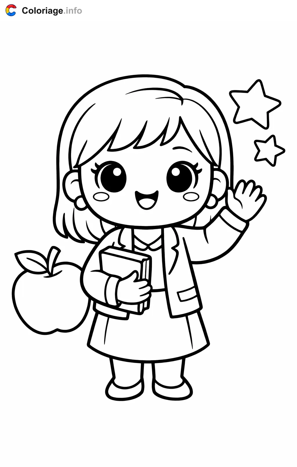Teacher Waving Hello coloring page to print