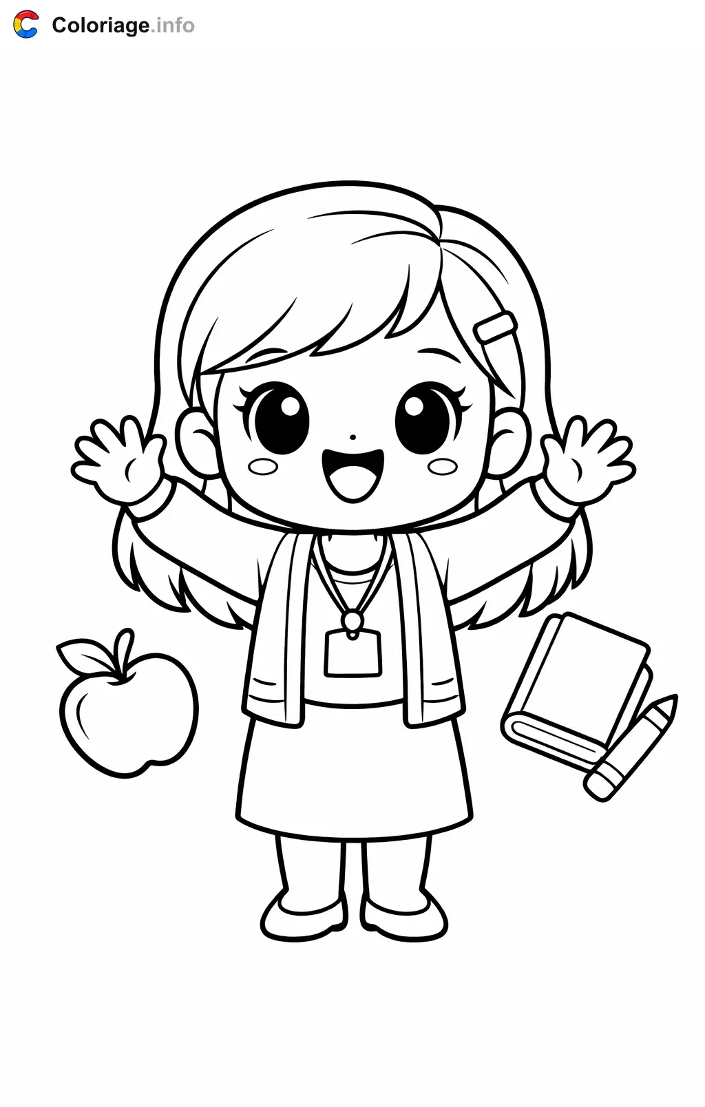 Happy Teacher Full of Joy coloring page to print
