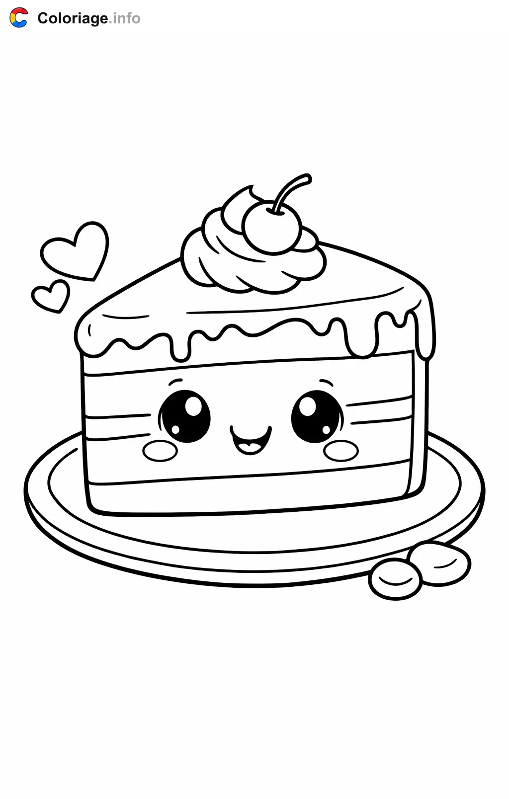 Coloriage Gâteau au chocolat en tranche - Gâteau à imprimer