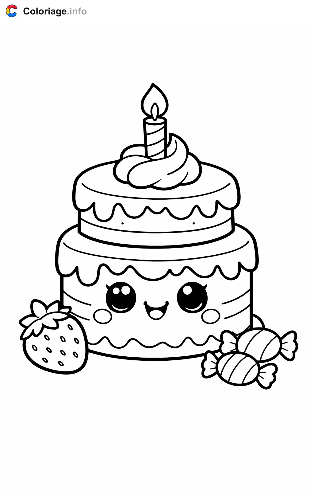 Coloriage Gâteau avec accessoires - Gâteau à imprimer