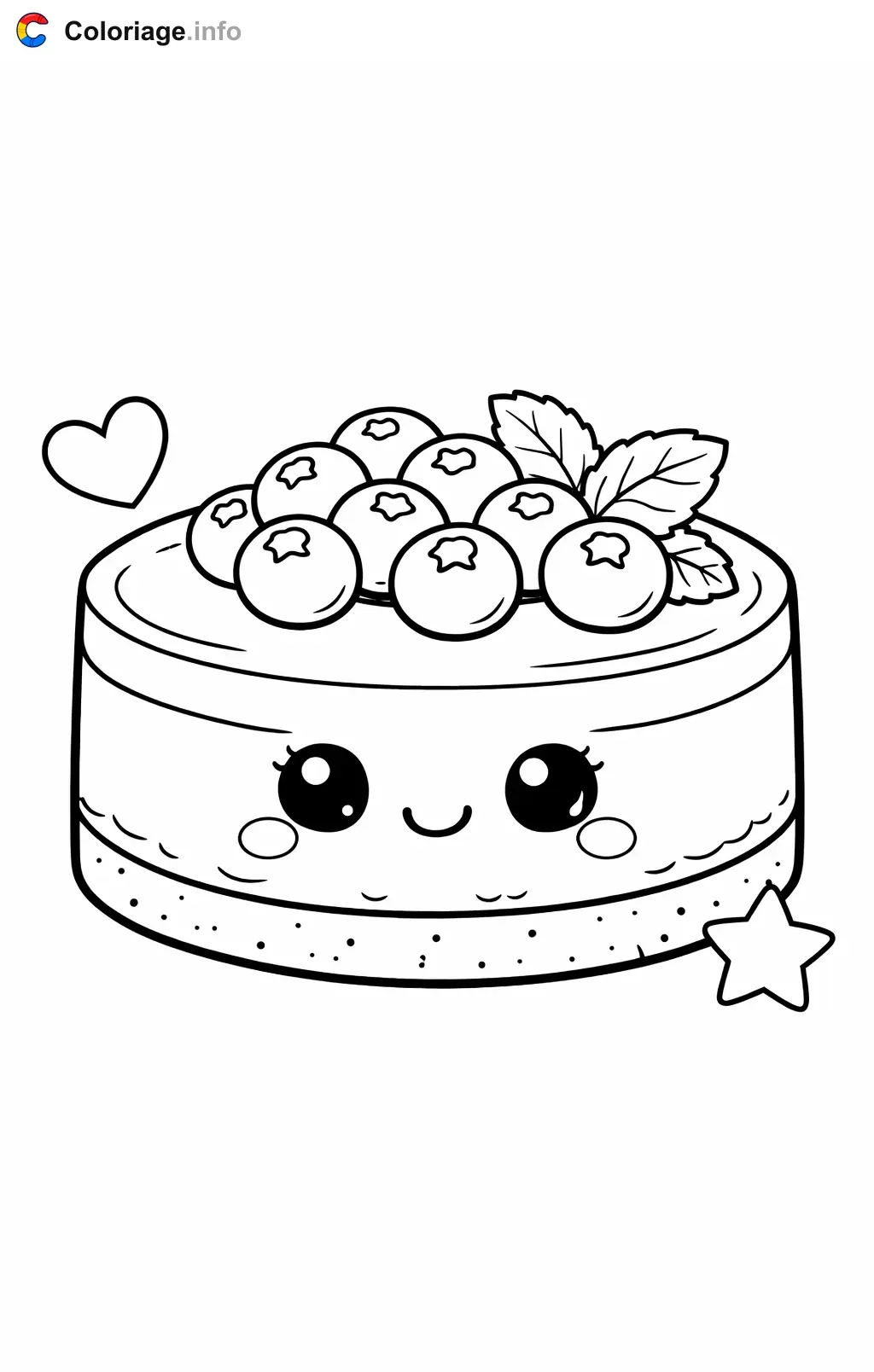 Coloriage Gâteau cheesecake aux myrtilles - Gâteau à imprimer