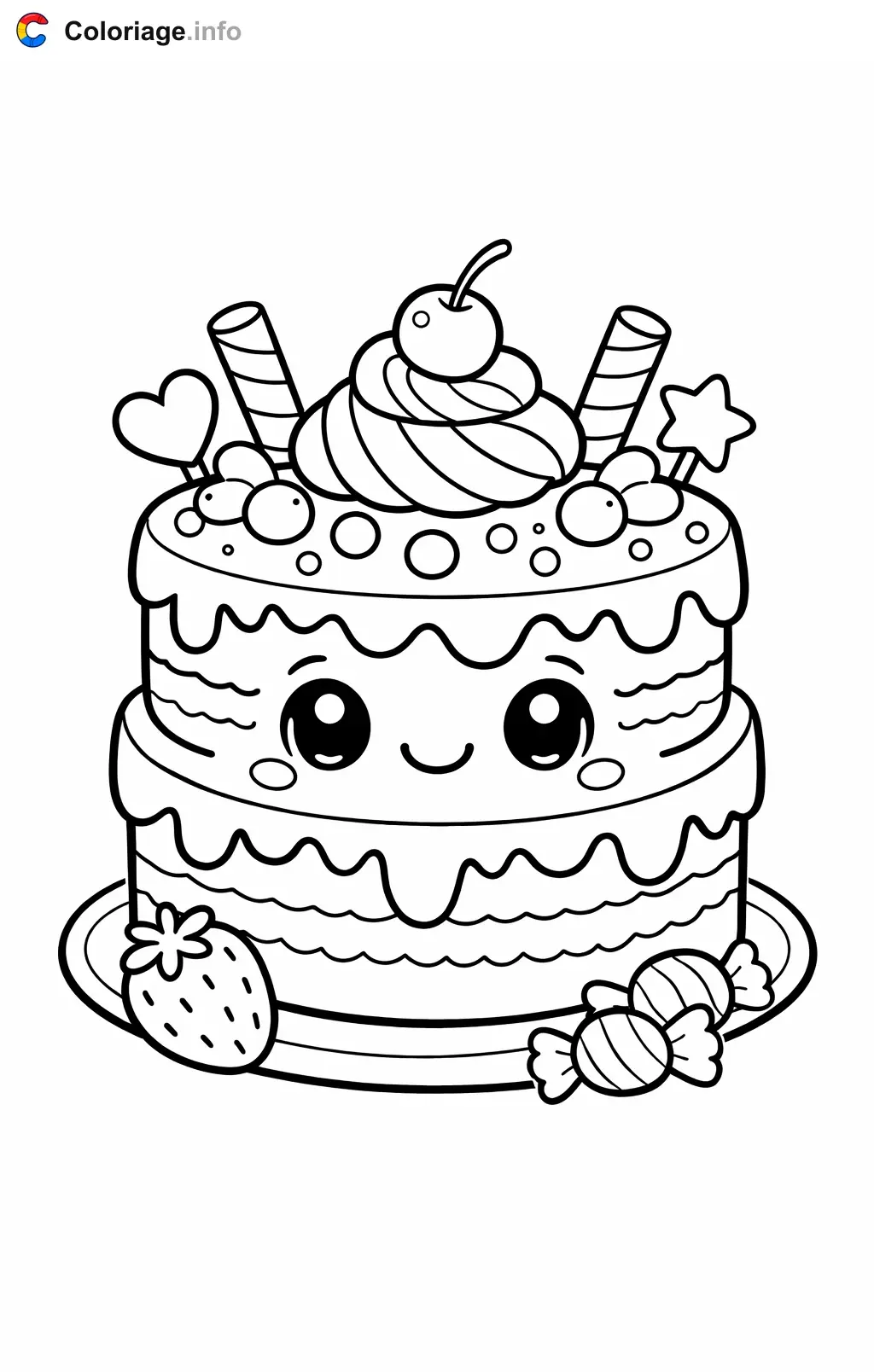 Coloriage Gâteau décoré - Gâteau à imprimer