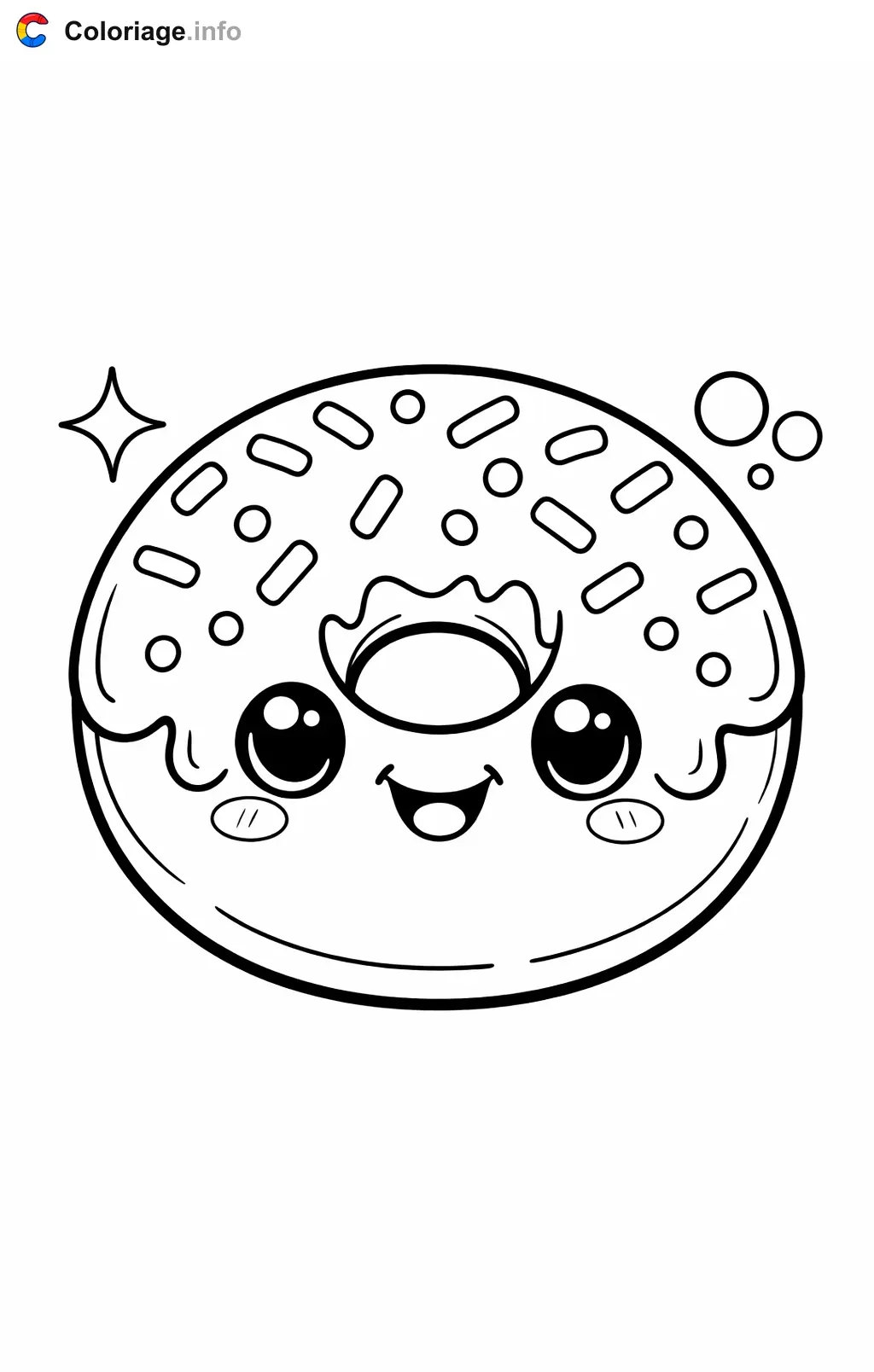 Coloriage Gâteau donut glacé aux vermicelles - Gâteau à imprimer
