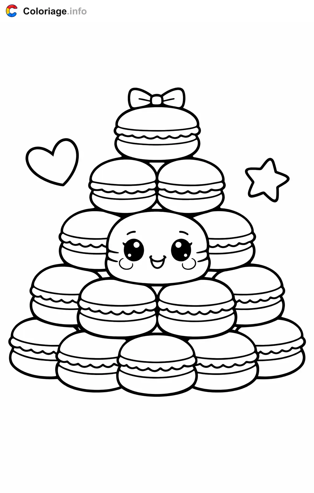 Coloriage Gâteau pyramide de macarons - Gâteau à imprimer